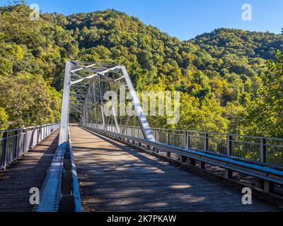 Fayette Station Bridge over the New River in the New River Gorge National Park and Preserve in West Virginia USA Stock Photo