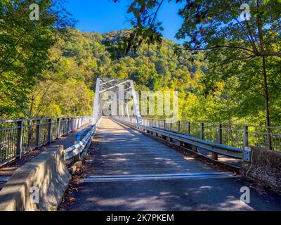 Fayette Station Bridge over the New River in the New River Gorge National Park and Preserve in West Virginia USA Stock Photo