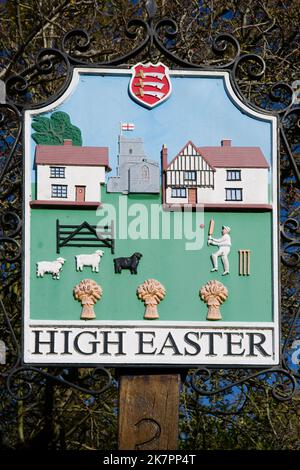 High Easter Village Name Sign Essex Stock Photo
