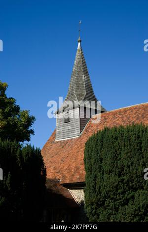 Bell Tower St. Michael and All Angels Church Leaden Roding Essex Stock Photo