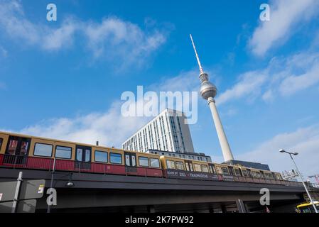 Berlin, Germany - October 15, 2022, high Berliner Fernsehturm in the city center Stock Photo