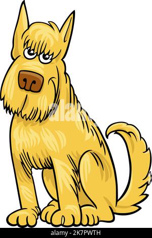 Cartoon illustration of funny yellow shaggy dog comic animal character Stock Vector