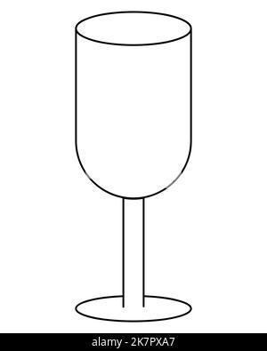 Wineglass. Sketch. Glass container for an alcoholic drink. Vector icon. Outline on an isolated white background. Crystal goblet for Cahors. Stock Vector