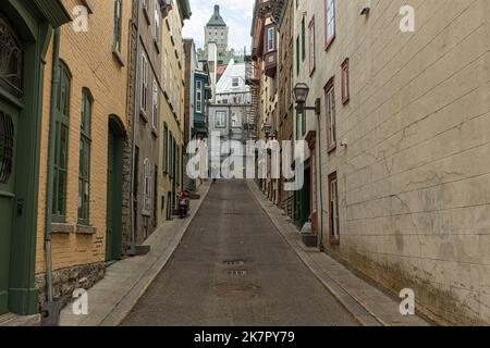 A man walks in the old district of Quebec city on September 30, 2022. Stock Photo