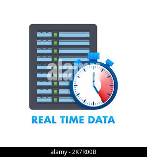Real time data icon. Big data, database collection. Vector stock illustration. Stock Vector