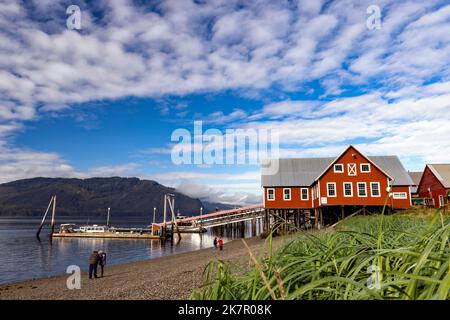 Historic Cannery at Icy Strait Point (Now musuem, retail shops, and cookhouse.) - Hoonah, Alaska, USA Stock Photo