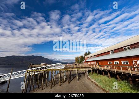 Historic Cannery at Icy Strait Point (Now musuem, retail shops, and cookhouse.) - Hoonah, Alaska, USA Stock Photo