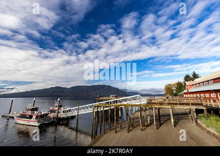 Historic Cannery at Icy Strait Point (Now musuem, retail shops, and cookhouse.) - Hoonah, Alaska, USA Stock Photo