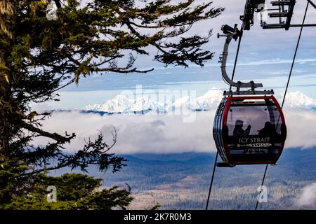 Breathtaking views from gondola at Icy Strait Point, Hoonah, Alaska, USA Stock Photo