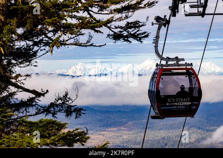 Breathtaking views from gondola at Icy Strait Point, Hoonah, Alaska, USA Stock Photo