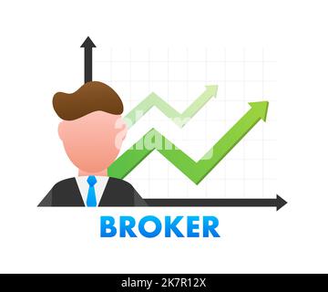 Broker icon. Stock trading on the exchange. Vector stock illustration. Stock Vector