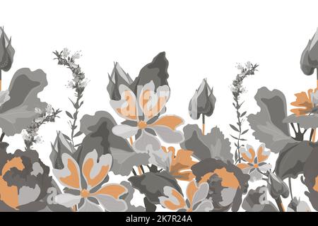Coffee and orange color flowers on a white background Stock Vector