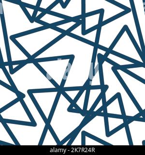 Abstract seamless pattern of randomly arranged overlapping triangle,triangular shape outline of blue tones on white background.Layering effect.For fas Stock Photo