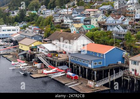 Colorful buildings in Ketchikan, Alaska, USA Stock Photo