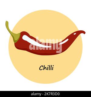 Simple flat illustration of chili pepper. Vector illustration. Stock Vector