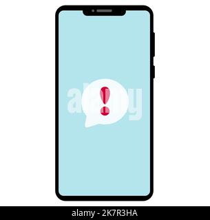 Simple flat illustration of smartphone. Important notice. Vector illustration. Stock Vector