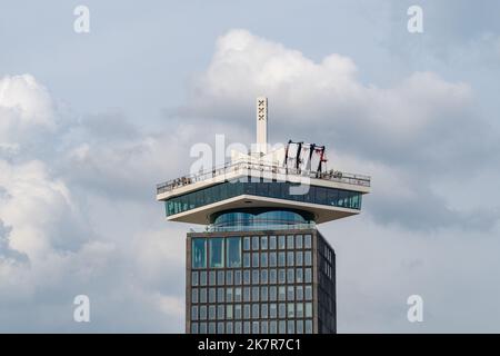 A'Dam lookout tower with swings ride overlooks the city of Amsterdam Stock Photo