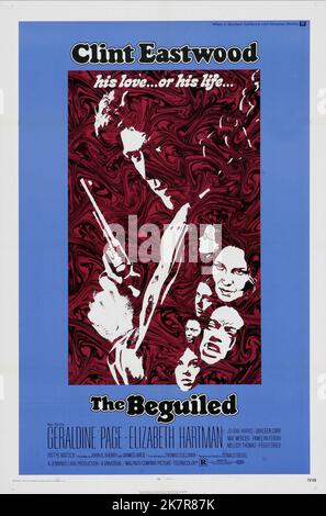 Clint Eastwood Poster Film: The Beguiled (USA 1971) Characters: Cpl. John McBurney  Director: Don Siegel 31 March 1971   **WARNING** This Photograph is for editorial use only and is the copyright of UNIVERSAL and/or the Photographer assigned by the Film or Production Company and can only be reproduced by publications in conjunction with the promotion of the above Film. A Mandatory Credit To UNIVERSAL is required. The Photographer should also be credited when known. No commercial use can be granted without written authority from the Film Company. Stock Photo