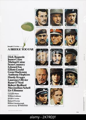 Dirk Bogarde, James Caan, Michael Caine, Sean Connery, Edward Fox, Elliott Gould, Gene Hackman, Anthony Hopkins, Hardy Krüger, Laurence Olivier, Ryan O'Neal, Robert Redford, Maximilian Schell & Liv Ullmann Poster Film: A Bridge Too Far (UK/USA 1977) Characters: Lt. Gen. Frederick A.M. Browning, SSgt. Eddie Dohun, Lt. Col. John O.E. Vandeleur, Maj. Gen. Robert E. Urquhart, Lt. Gen. Brian G. Horrocks, Col. Robert Stout, Maj. Gen. Stanislaw F. Sosabowski, Lt. Col. John D. Frost, Maj. Gen. Ludwig, Dr. Jan Spaan  Director: Richard Attenborough 15 June 1977   **WARNING** This Photograph is for edito Stock Photo