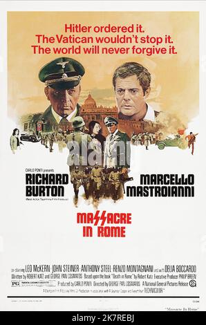 Richard Burton & Marcello Mastroianni Poster Film: Massacre In Rome; Rappresaglia (1976)   Director: George P. Cosmatos 04 October 1973   **WARNING** This Photograph is for editorial use only and is the copyright of FIDUCIARY and/or the Photographer assigned by the Film or Production Company and can only be reproduced by publications in conjunction with the promotion of the above Film. A Mandatory Credit To FIDUCIARY is required. The Photographer should also be credited when known. No commercial use can be granted without written authority from the Film Company. Stock Photo