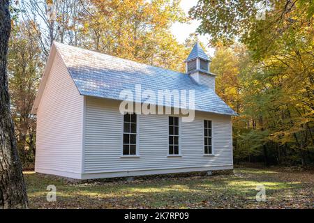 Palmer Chapel side and rear view in a fall season scenic setting. Stock Photo