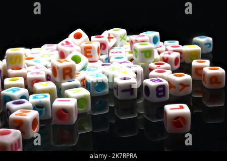 Miniature plastic Letter Beads close up Stock Photo