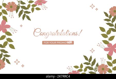 Congratulations Card Career Job Promotion Nature Flower Floral Stock Vector