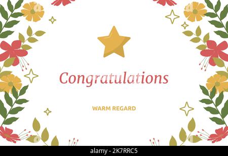 Congratulations Card Career Job Promotion Colorful Flower Floral Stock Vector