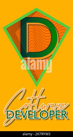 Superhero coat of arms showing Software Developer icon. Colorful comic ...