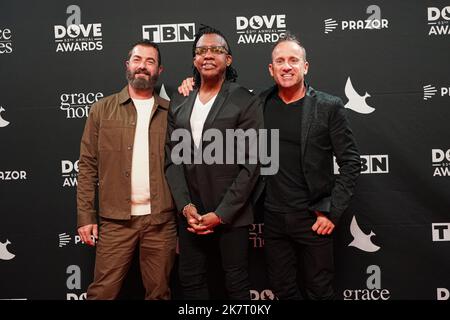 Nashville, Tennessee, USA. 16th Oct, 2018. Newsboys United performing at  the 49th GMA Dove Awards were held at Lipscomb University's Allen Arena in  Nashville. Michael Tait and longtime members Duncan Phillips, Jeff