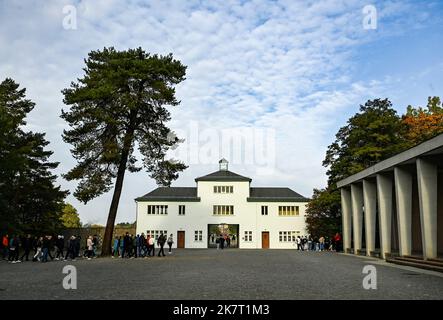 Oranienburg, Germany. 13th Oct, 2022. The Sachsenhausen Memorial and Museum. A total of about 200,000 prisoners were deported to Sachsenhausen. Since the 1960s, the Sachsenhausen Memorial and Museum has been located on the grounds of the former concentration camp and has been steadily expanded. Credit: Jens Kalaene/dpa/Alamy Live News Stock Photo
