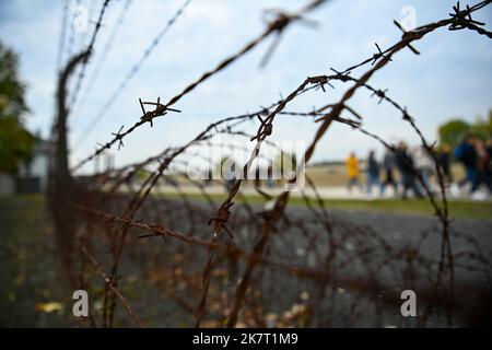 Oranienburg, Germany. 13th Oct, 2022. The Sachsenhausen Memorial and Museum. A total of about 200,000 prisoners were deported to Sachsenhausen. Since the 1960s, the Sachsenhausen Memorial and Museum has been located on the grounds of the former concentration camp and has been steadily expanded. Credit: Jens Kalaene/dpa/Alamy Live News Stock Photo