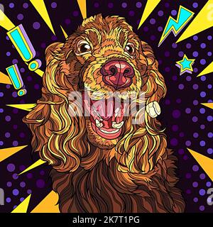 surprised dog face portrait illustration Stock Photo