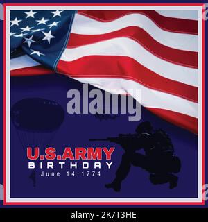 U.S.ARMY birthday June 14, 1774 vector illustration Stock Vector