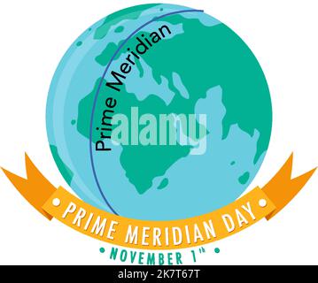 Prime Meridian Day Logo Concept illustration Stock Vector