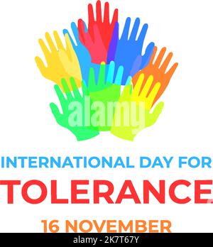 international day for tolerance with hands colorful Stock Vector