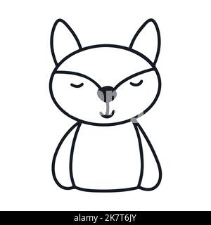 Little fox christmas character doodle illustration Stock Vector