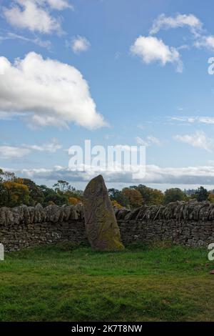 The Serpent Stone of Aberlemno 1 Sculptured Stone West Face in the Angus Village of Aberlemno. Stock Photo