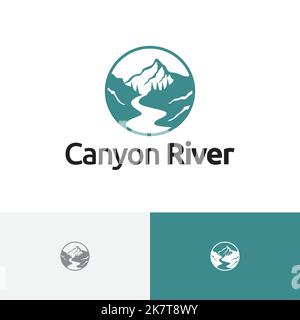 Canyon River Valley Mountain Circle Nature Logo Stock Vector