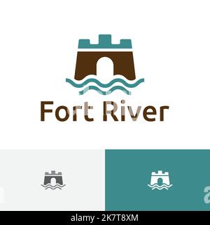 Fort River Water Stream Simple Modern Logo Stock Vector
