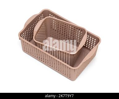 plastic baskets isolated on white background Stock Photo