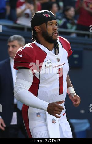 Seattle, WA, USA. 16th Oct, 2022. Arizona Cardinals quarterback Kyler Murray (1) before an NFL football game in Seattle, WA. Sean Brown/CSM/Alamy Live News Stock Photo