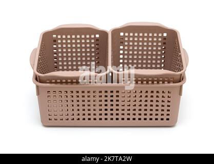 plastic baskets isolated on white background Stock Photo