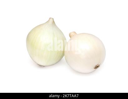 Fresh ripe white onions on white background with clipping path Stock Photo