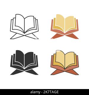 Holy Quran icons set. Vector illustration isolated on white. Stock Vector