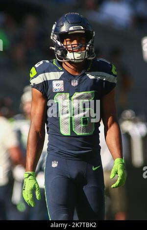 Seattle Seahawks wide receiver Tyler Lockett (16) looks on during an NFL  pre-season football game against the Minnesota Vikings, Thursday, Aug. 10,  2023 in Seattle. (AP Photo/Ben VanHouten Stock Photo - Alamy