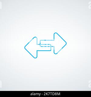 Two arrows in opposite direction in linear style, left-right sign. Stock vector illustration isolated on white background. Stock Vector