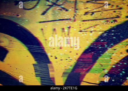 Abstract futuristic urban yellow, black, green motion glitch effect background  Stock Photo