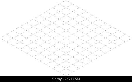 Isometric grid dot line background. Outline isometric template pattern. Hexagon and triangles line plan texture. Vector illustration on white Stock Vector