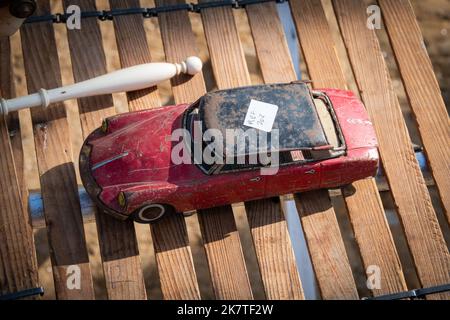 A model of a Citroen DS for sale at Jas de Robert Antiques Market near Cogolin, in the Var, Provence-Alpes-Côte d'Azur region in South Eastern France. Stock Photo